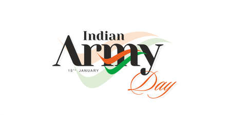 Beautiful Calligraphy of Indian Army Day, 15 January. Indian Army Day Wishing Banner Design. Editable Illustration.のイラスト素材