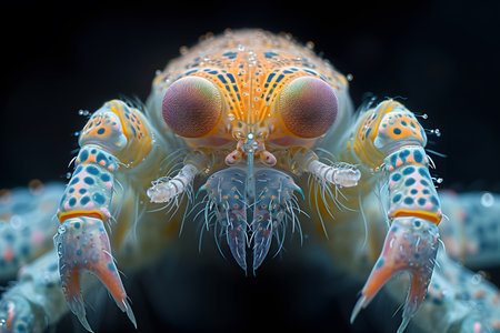 Close-up of a colorful giant crayfish on dark background. Generative Aiの素材