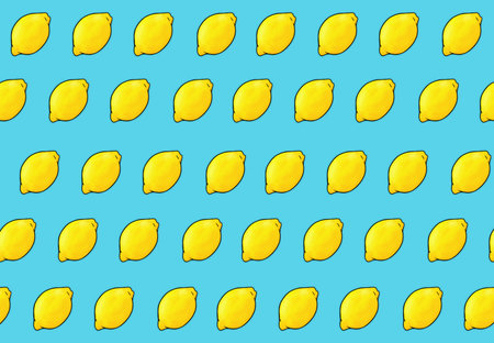 Lemon illustration blue background with a summer theme is perfect for prints, cards, wall decorations, etc.の写真素材