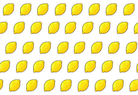 Lemon illustration white background with a summer theme is perfect for prints, cards, wall decorations, etc.の写真素材