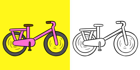 Bicycle illustration. Perfect for art, postcards, cards, wall decor, t-shirts, cards, prints, picture books, coloring books, wallpapers, prints, cards, etc.の写真素材