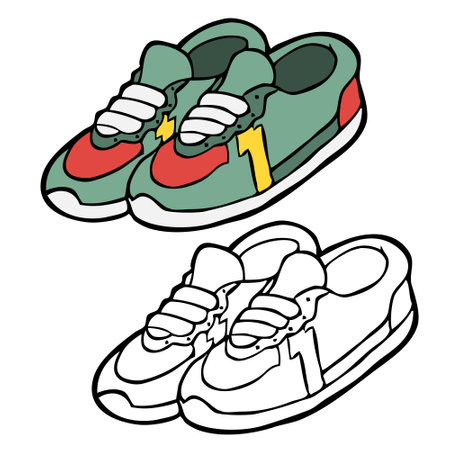 Shoes illustration of colored and outlines. Perfect for art, postcards, cards, wall decor, t-shirts, cards, prints, drawing books, coloring books, wallpaper, prints, cards, ect.の写真素材