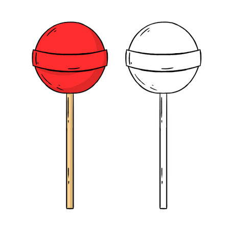 Red lollipop. Perfect for practicing coloring, drawing, printing, wallpaper, prints, cards, etc.の写真素材