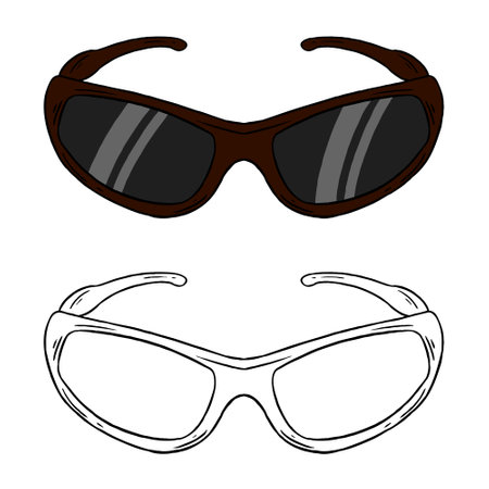 Vector illustration of brown frame sunglasses. Perfect for practicing coloring, drawing, printing, wallpaper, prints, cards, etc.の写真素材