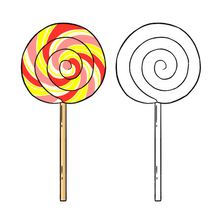 Colorful Lollipop. Perfect for practicing coloring, drawing, printing, wallpaper, prints, cards, etc.の写真素材