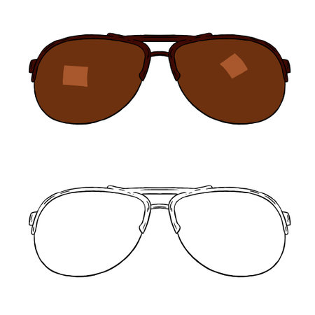 Brown glasses vector illustration. Perfect for practicing coloring, drawing, printing, wallpaper, prints, cards, etc.の写真素材