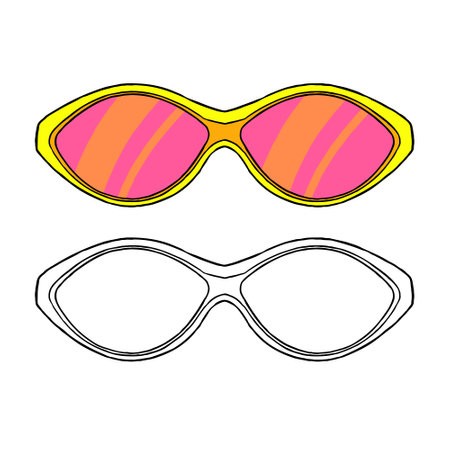 Yellow glasses vector illustration. Perfect for practicing coloring, drawing, printing, wallpaper, prints, cards, etc.の写真素材