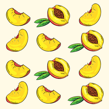 Peach pattern on a light brown background. Perfect for printing, wallpaper, prints, cards, etc.の写真素材