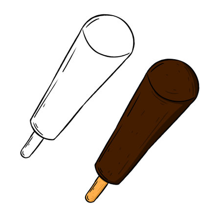 Vector illustration of a chocolate ice cream. Perfect for practicing coloring, drawing, printing, wallpaper, prints, cards, etc.の写真素材