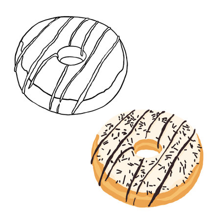 Blue donut with outline. Perfect for art, postcards, cards, wall decor, t-shirts, cards, prints, drawing books, coloring books, wallpaper, prints, cards, ect.の写真素材