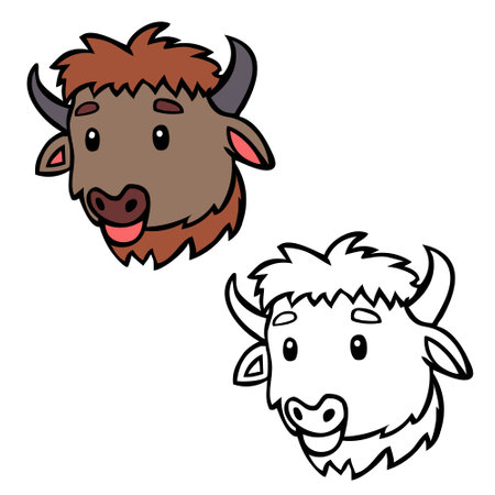 Vector illustration of colored byson and outlines. Perfect for practice coloring, drawing, printing, wallpaper, prints, cards, etc.の写真素材