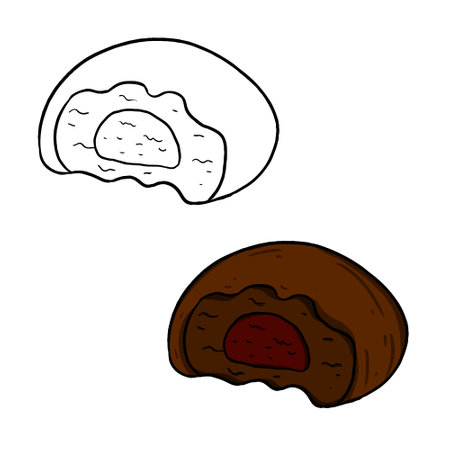 Chocolate mochi ice cream. Perfect for practicing coloring, drawing, printing, wallpaper, prints, cards, etc.の写真素材