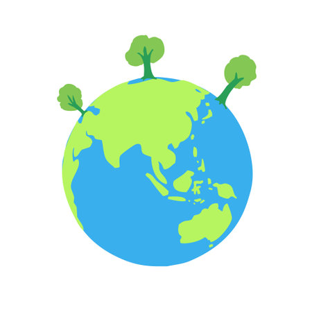 Illustration of the Earth with trees, so that we can always protect the earth. Perfect for card, poster, ect.の写真素材
