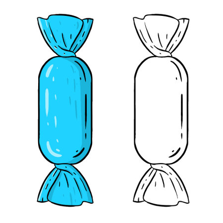 Blue Candy. Perfect for practicing coloring, drawing, printing, wallpaper, prints, cards, etc.の写真素材