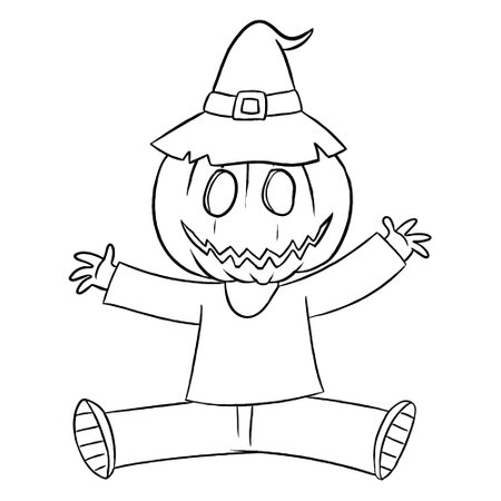 Halloween costume illustration for kids. Perfect for art, postcards, cards, wall decor, t-shirts, cards, prints, drawing books, coloring books, wallpaper, prints, cards, ect.の写真素材