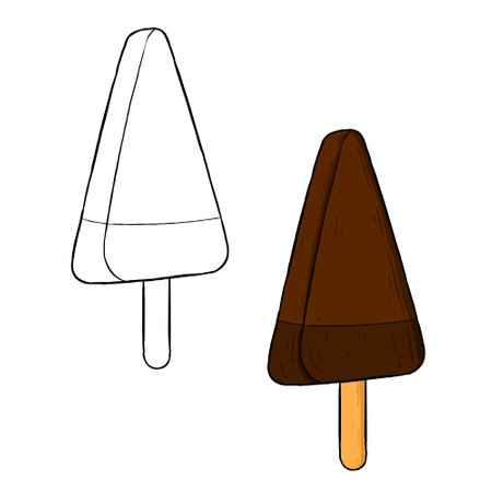 Triangular chocolate popsycle vector illustration. Perfect for practice coloring, drawing, printing, wallpaper, prints, cards, etc.の写真素材