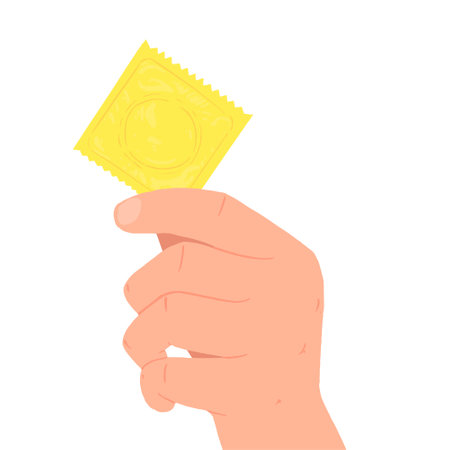 Yellow condom illustration. Perfect for art, postcards, cards, wall decor, t-shirts, cards, prints, picture books, coloring books, wallpapers, prints, cards, etcの写真素材
