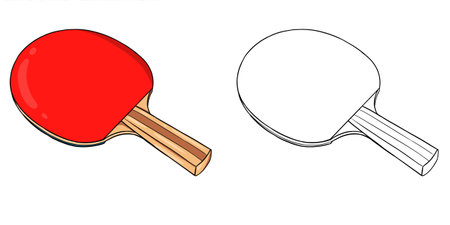 red table tennis paddle. Perfect for art, postcards, cards, wall decor, t-shirts, cards, prints, picture books, coloring books, wallpapers, prints, cards, etc.の写真素材