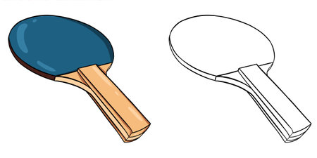 Blue table tennis paddles. Perfect for art, postcards, cards, wall decor, t-shirts, cards, prints, picture books, coloring books, wallpapers, prints, cards, etc.の写真素材