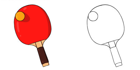 Illustration of a table tennis paddle. Perfect for art, postcards, cards, wall decor, t-shirts, cards, prints, picture books, coloring books, wallpapers, prints, cards, etc.の写真素材