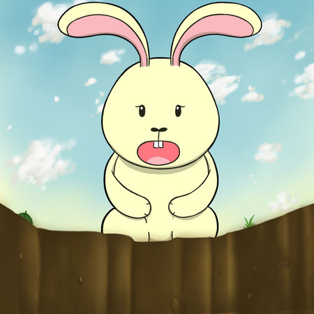 Illustration of a rabbit. Perfect for art, postcards, cards, wall decor, t-shirts, cards, prints, picture books, coloring books, wallpapers, prints, cards, etc.の写真素材