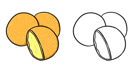 Onde - onde cake illustration. Perfect for art, postcards, cards, wall decor, t-shirts, cards, prints, picture books, coloring books, wallpapers, prints, cards, etc.の写真素材