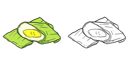 Nagasari cake illustration. Perfect for art, postcards, cards, wall decor, t-shirts, cards, prints, picture books, coloring books, wallpapers, prints, cards, etc.の写真素材