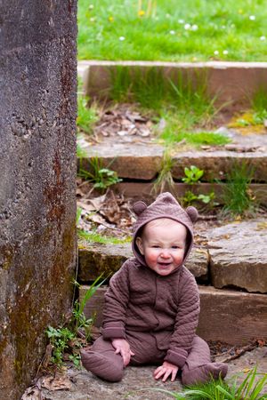 A young boy poses for a portrait with vibrant color and unique personality.の写真素材
