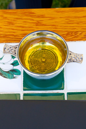 Whiskey read for drinking during a wedding ceremony by the bride and groom.の写真素材