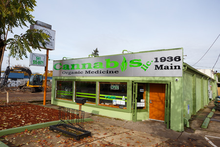 SPRINGFIELD, OR - NOVEMBER 12, 2015: Cannabis LLC Organic Medicine is a new medical marijuana dispensary in Springfield Oregon.のeditorial素材