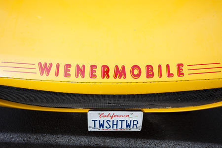 EUGENE, OR - NOVEMBER 12, 2015: Oscar Mayer Wienermobile makes an appearance at the University of Oregon in Eugene.のeditorial素材