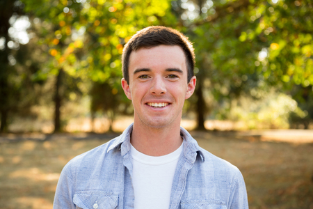 Portrait of a young man who is a high school senior in Oregon.