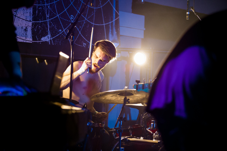 EUGENE, OR - MARCH 26, 2016: Post-rock instrumental band This Patch of Sky performs at the HiFi Music Hall in Eugene, Oregin, USA. The band's talented musicianship and lack of vocals have set them apart, gaining international popularity.のeditorial素材
