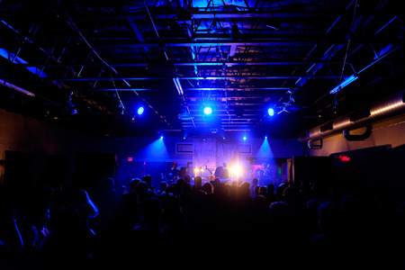 EUGENE, OR - MARCH 26, 2016: Post-rock instrumental band This Patch of Sky performs at the HiFi Music Hall in Eugene, Oregin, USA. The band's talented musicianship and lack of vocals have set them apart, gaining international popularity.のeditorial素材