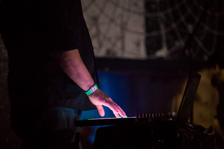 EUGENE, OR - MARCH 26, 2016: Post-rock instrumental band This Patch of Sky performs at the HiFi Music Hall in Eugene, Oregin, USA. The band's talented musicianship and lack of vocals have set them apart, gaining international popularity.のeditorial素材