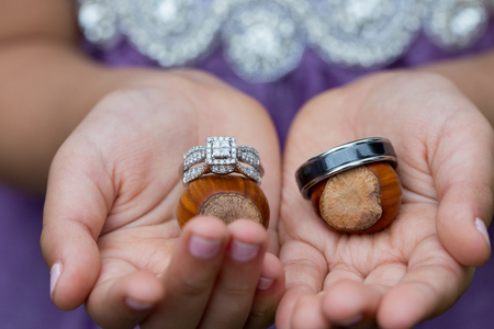 Ring Bearer with Wedding Ringsの写真素材