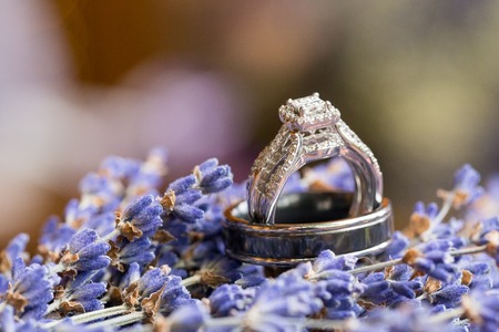 Wedding Rings on Lavendar Flowers