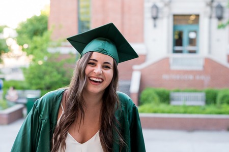 College Grad on Campus in Oregonの写真素材