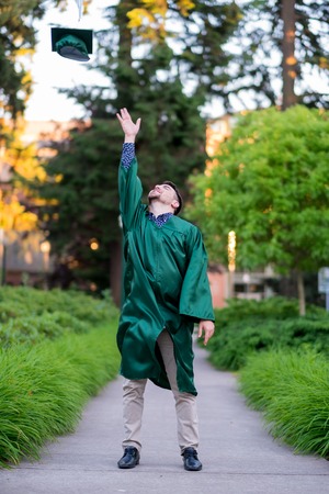 College Grad on Campus in Oregonの写真素材