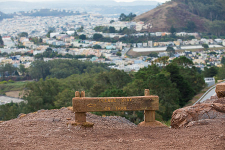 Please Stay on Trail in San Francisco Twin Peaksの写真素材