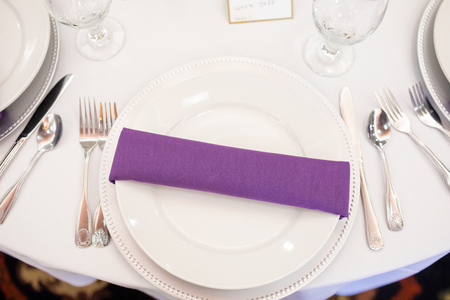 Wedding Plates on Dinner Tablesの写真素材