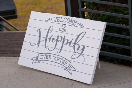Happily Ever After Wedding Signの写真素材