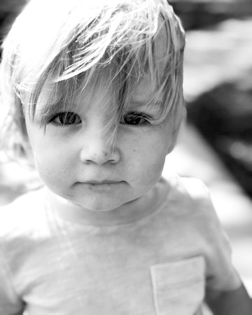 Young Boy Black and White Portrait