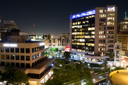 San Antonio Texas City Skyline at Nightのeditorial素材
