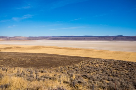 Dry Lake bed at Summer Lake in Central Oregon. This region is popular for birds and wildlife.の写真素材