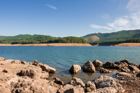 Fall Creek Reservoir During Droughtの写真素材