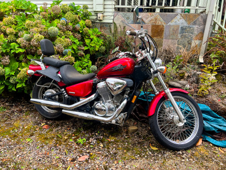 Honda Shadow Vintage Motorcycle Editorial in Oregonのeditorial素材