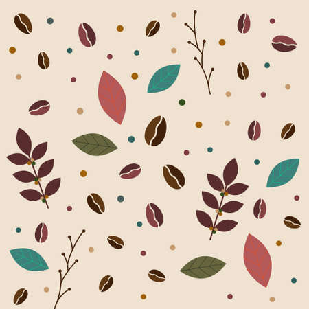 Vector illustrator of coffee tree branches with flower, leaves and beans background with copy space.Decorative design for banner,poster advertisement, flyers and card.Abstract creative backgrounds.のイラスト素材