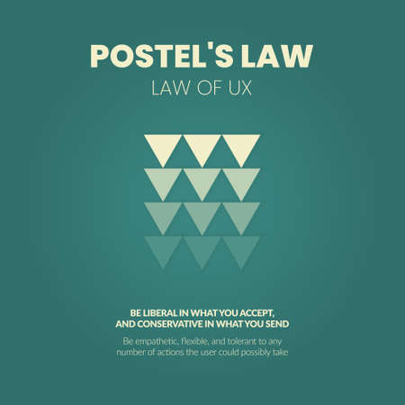 The vector illustration of Pastel's Law is one of laws of UX design. It is liberal in what you...