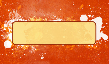 Abstract grunge paint splatter frame in an orange color scheme.の写真素材